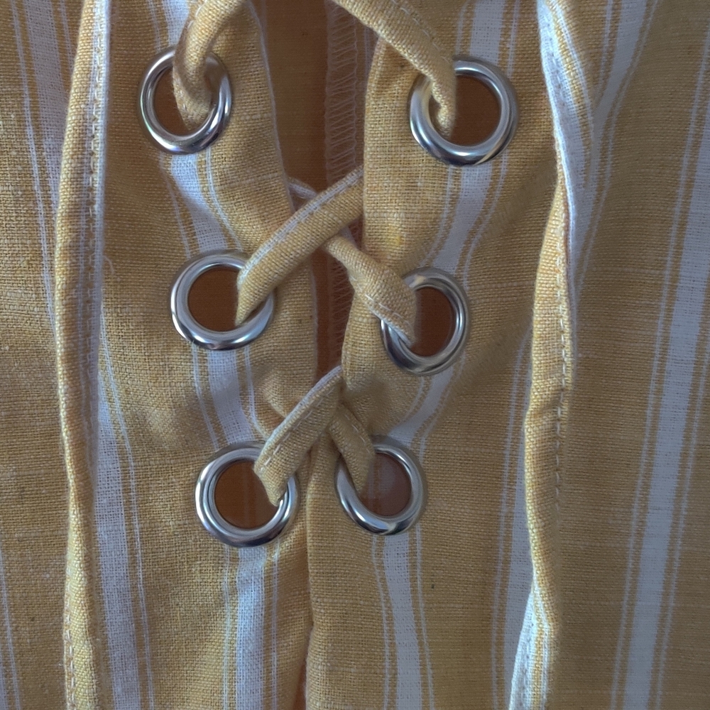 Love Tree Yellow and white striped shirt dress - Picture 5 of 10